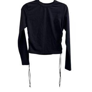 Fanka Top Womens Black Beyond Nude Side Tie Long Sleeve Size Large